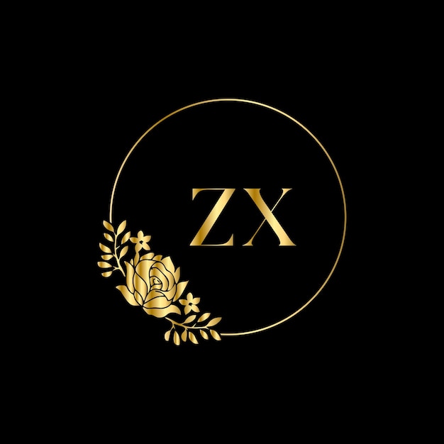 Logotyp Monogram Zx Na Uroczystość, ślub, Kartkę Z życzeniami, Szablon Wektora Zaproszenia