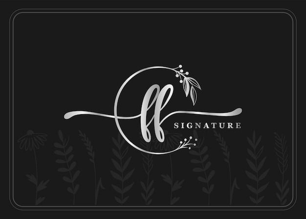 Plik wektorowy logotyp złoty podpis początkowy projekt logo ff izolowany liść i kwiat