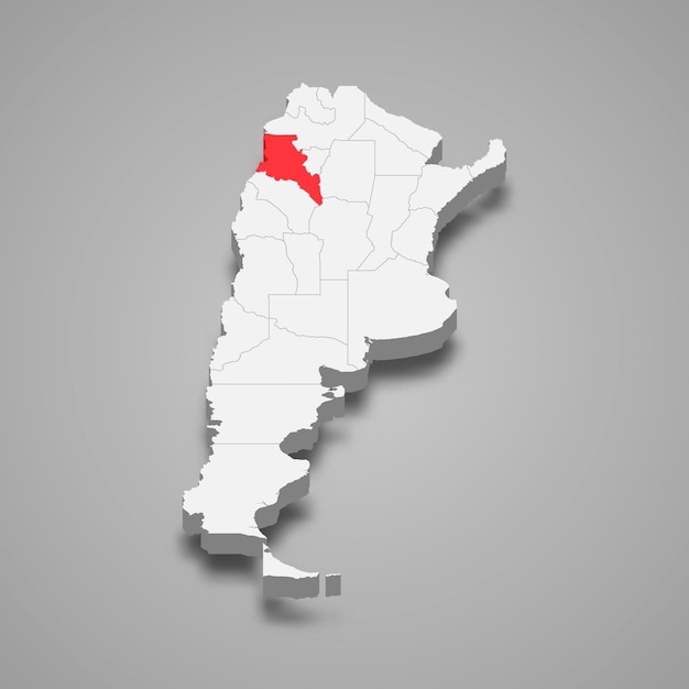 Lokalizacja regionu Catamarca na mapie 3d Argentyny