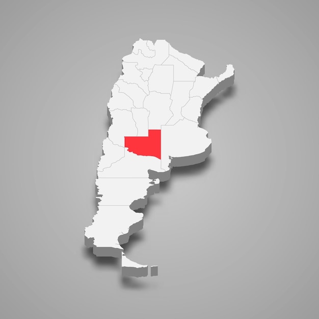 Lokalizacja regionu La Pampa na mapie 3d Argentyny
