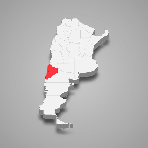 Lokalizacja regionu Neuquen na mapie 3d Argentyny