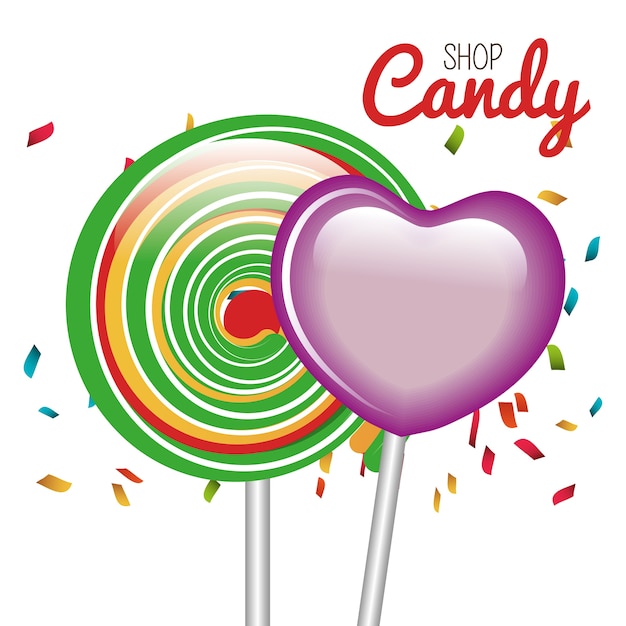 Lollipop Cukierki Słodka Ikona Na Białym Tle