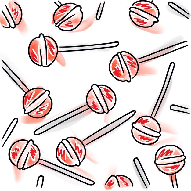 Lollipop Seamless Doodle Wzór Słodyczy