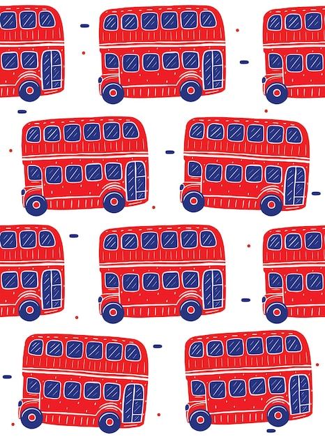 London Bus Tour Seamless Pattern W Stylu Płaskiej Konstrukcji