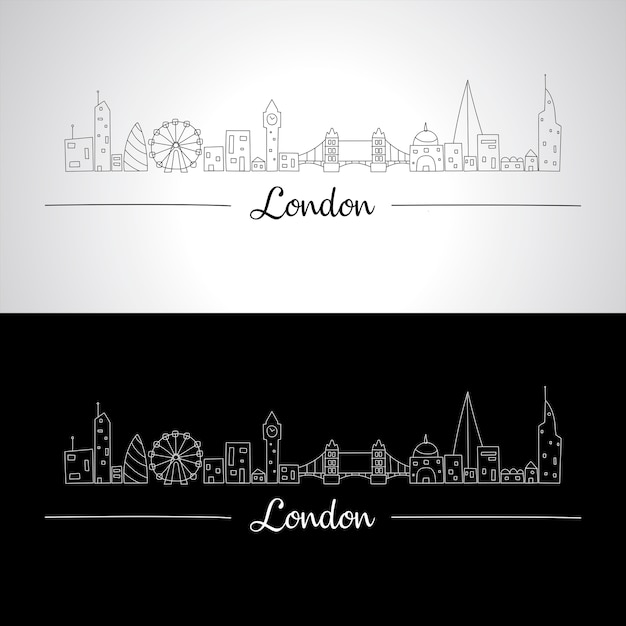 London Skyline Ze Wszystkimi Słynnymi Budynkami