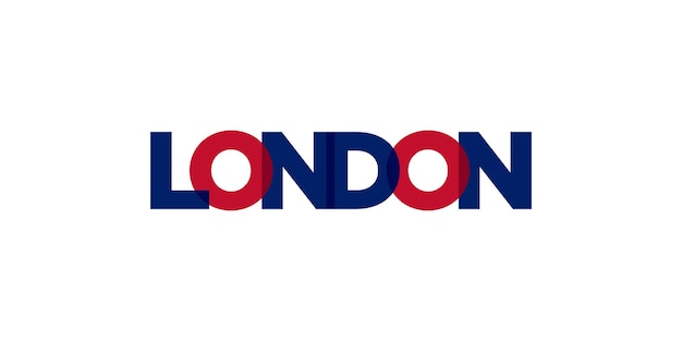 Londyńskie miasto w projekcie zawiera ilustrację w stylu geometrycznym z pogrubioną czcionką