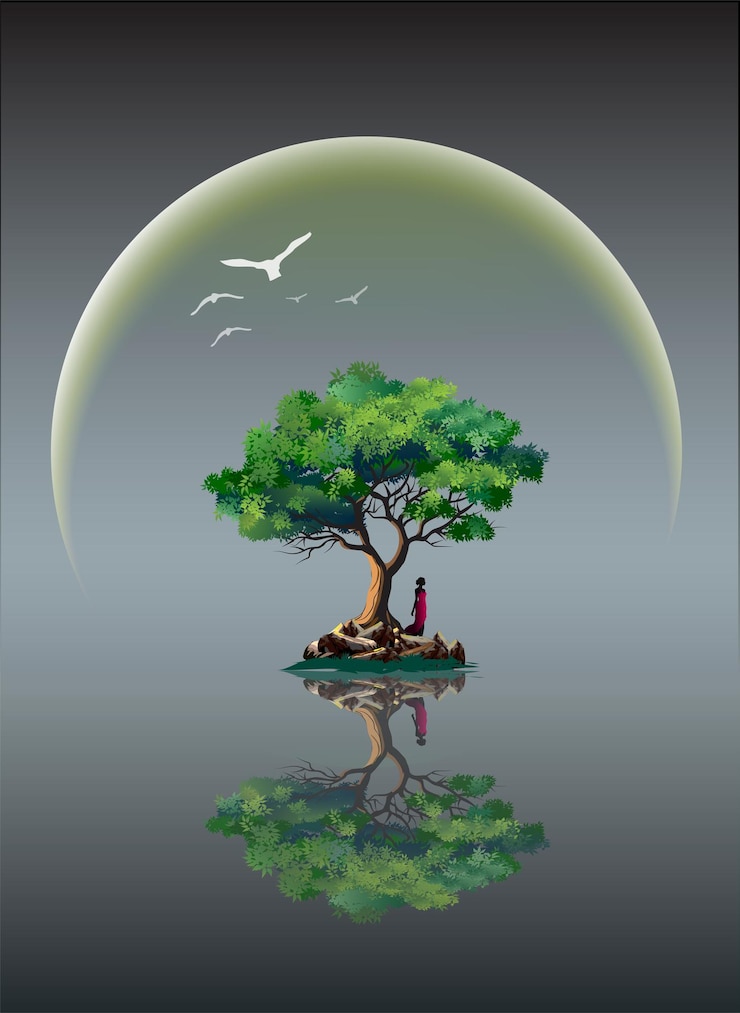 Wektor lone tree