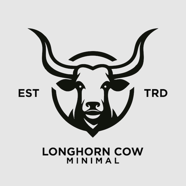 Plik wektorowy longhorn cow prosty płaski projekt ikony logo