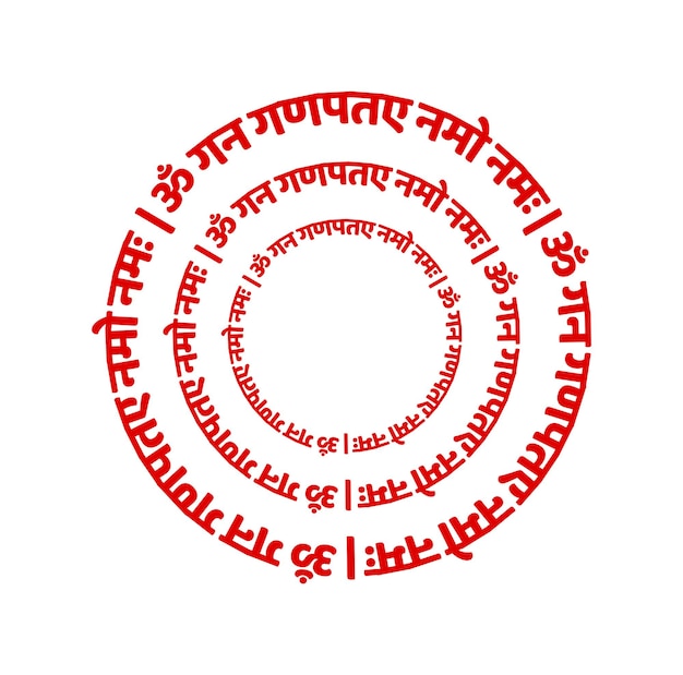 Plik wektorowy lord ganesha chwali mantrę napisami w sanskrycie