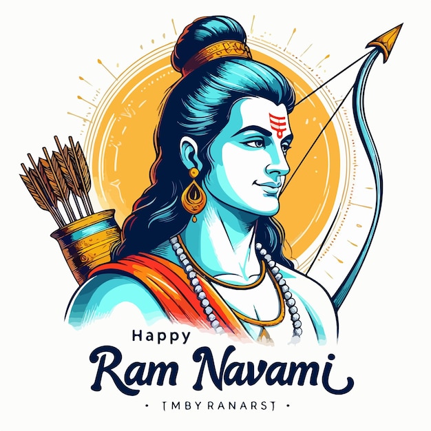 Lord Shri Ram ilustracja wektorowa Ram Navami specjalny indyjski festiwal bóg.