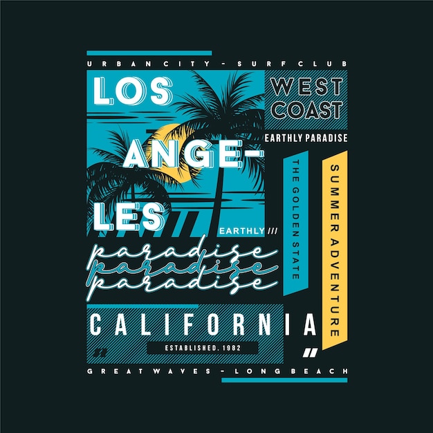 Los Angeles California Ramka Tekstowa Typografia Grafika Wektorowa T Shirt Z Nadrukiem