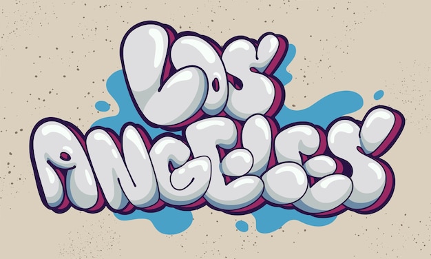 Los Angeles Graffiti Bubble Styl Ręcznie Rysowane Napis