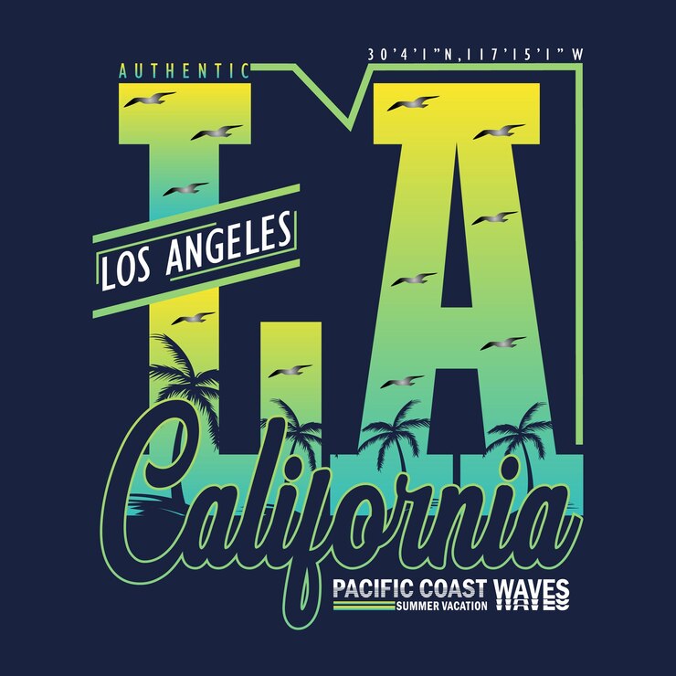 Wektor los angeles lato typografia projekt graficzny ilustracja sztuka wektor vintage na zamówienie