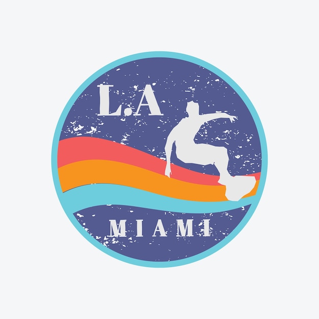 Los Angeles Miami Surfingowa Typografia Ilustracyjna. Idealny Do Projektowania Koszulek