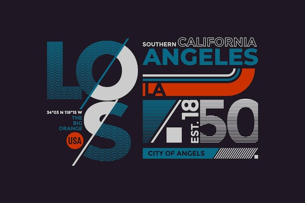 Los Angeles Typografia Slogan Strój Abstrakcyjny Projekt Wektor Ilustracja Drukuj