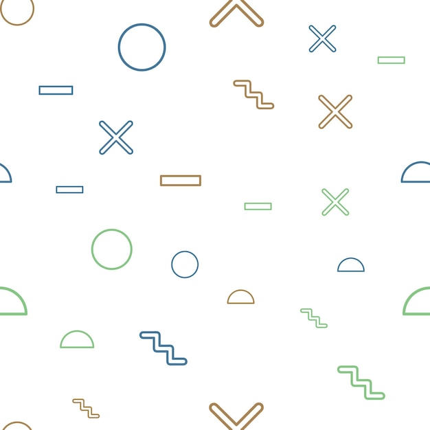 Losowy kształt geometryczny wzór, streszczenie tło w stylu retro lat 80-tych, 90-tych. Kolorowa ilustracja geometryczna