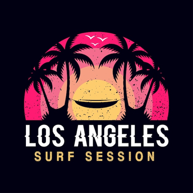 Loss Angeles Surf Sezon Rocznika California Tshirt Szablon