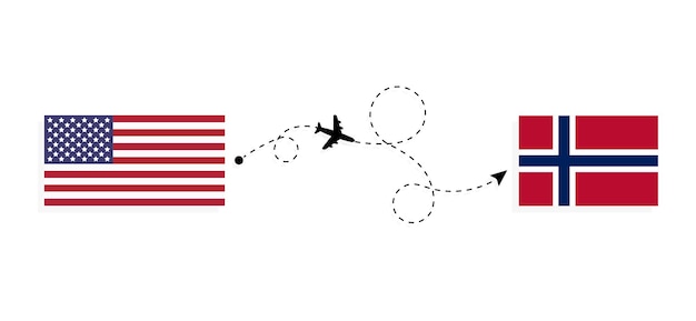 Lot I Podróż Z Usa Do Norwegii Samolotem Pasażerskim Koncepcja Podróży