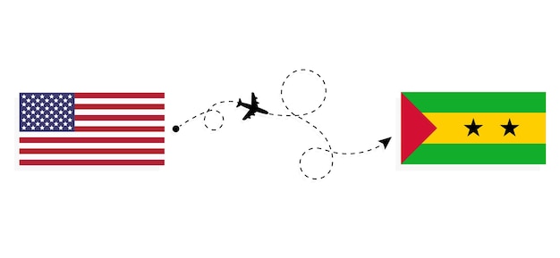 Lot I Podróż Z Usa Do Sao Tome And Principe Samolotem Pasażerskim Koncepcja Podróży