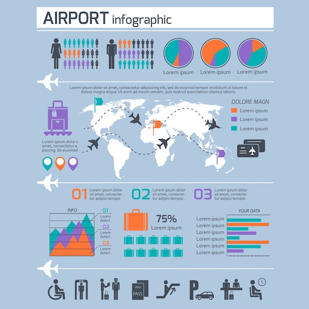 Lotnisko infografika szablon