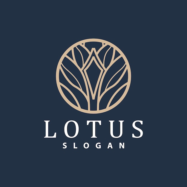 Lotus Logo Kwiat Roślina Wektor Minimalistyczny Prosty Projekt Linii Symbol Ikona Szablonu