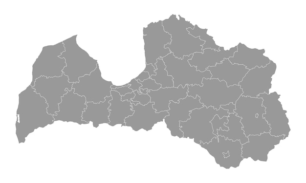 Łotwa szara mapa z podziałem administracyjnym ilustracji wektorowych