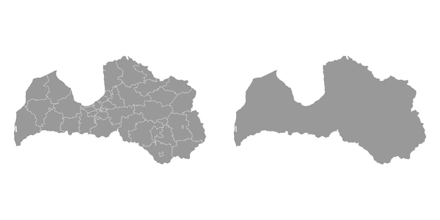 Łotwa szara mapa z podziałem administracyjnym ilustracji wektorowych
