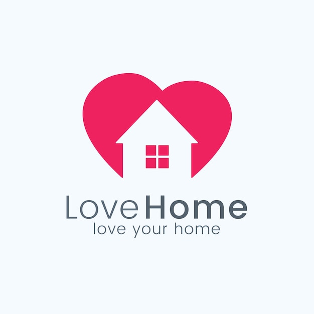 Love Home Logo Negatywne Logo Przestrzeni Koncepcji Domowej Opieki