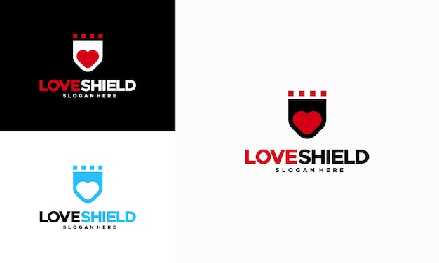 Love Shield logo projektuje wektor koncepcyjny Love and Shield logo symbol ikona szablonu