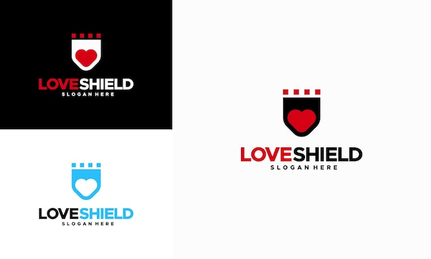 Love Shield Logo Projektuje Wektor Koncepcyjny Love And Shield Logo Symbol Ikona Szablonu