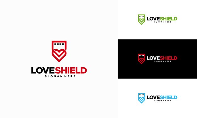 Love Shield logo projektuje wektor koncepcyjny Love and Shield logo symbol ikona szablonu