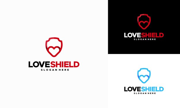 Love Shield logo projektuje wektor koncepcyjny Love and Shield logo symbol ikona szablonu