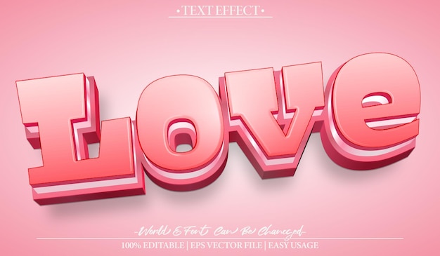 Love Vector Text Effect Editable Alphabet Pink Valentine Romantyczny kochanek