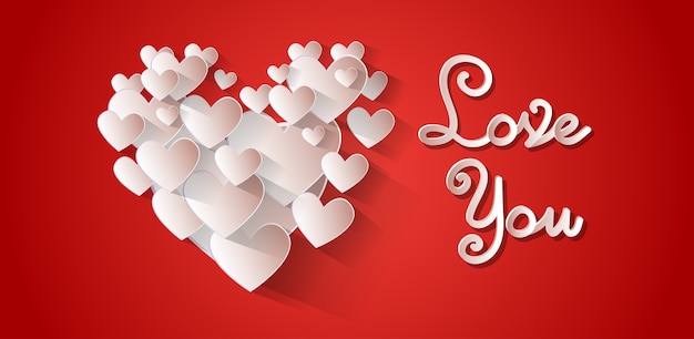 Love You Heart Shape Valentine Day Greeting Card