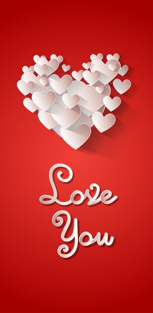 Love You Heart Shape Valentine Day Greeting Card