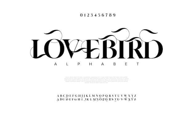 Lovebird Premium Luksusowe Eleganckie Litery Alfabetu I Cyfry Elegancka Klasyczna Typografia ślubna