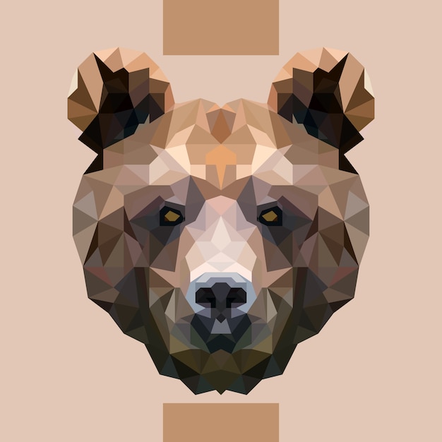 Low Polygonal Bear Head Vector