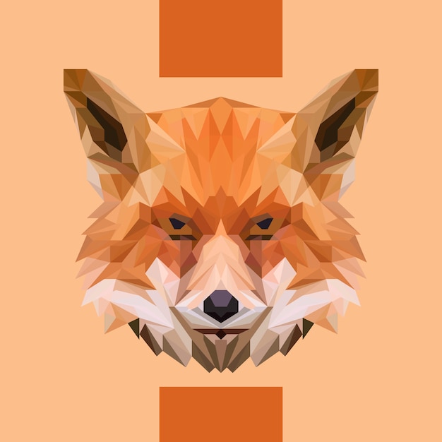 Low Polygonal Fox Head Vector