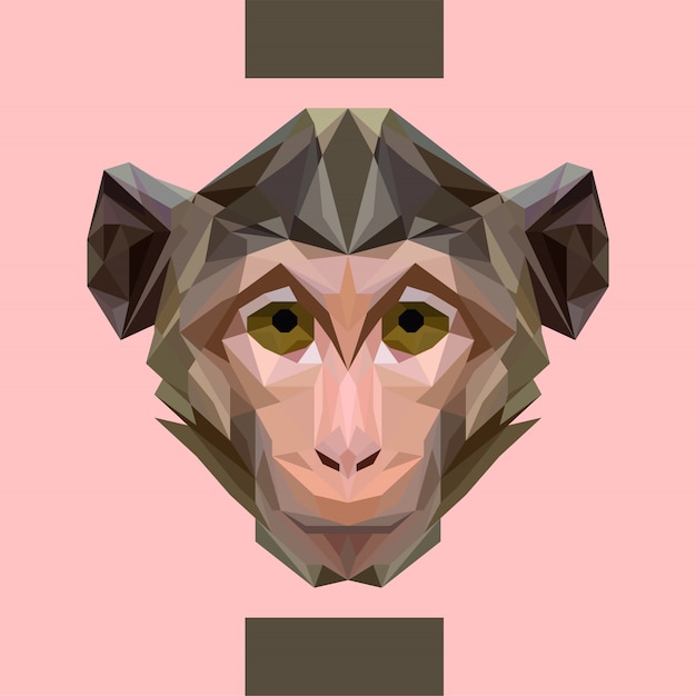 Low Polygonal Monkey Head Vector