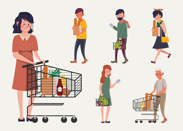 Ludzie klientów w supermarkecie Dom towarowy.