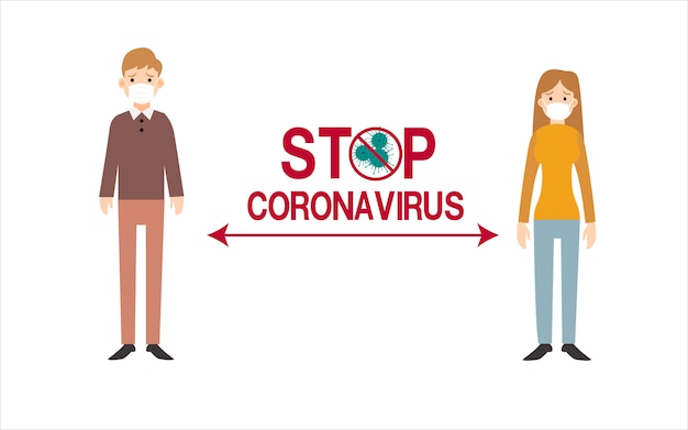Plik wektorowy ludzie, którzy zapobiegają wirusowi korony. wirus corona
