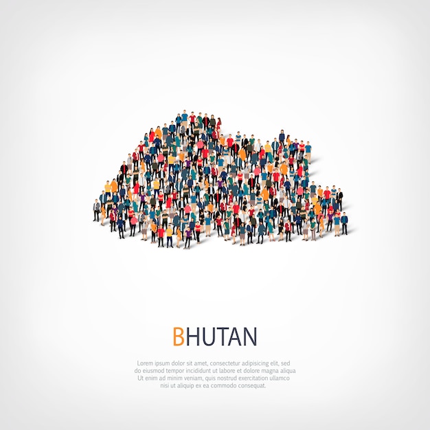 Ludzie Na Mapie Kraju Bhutan
