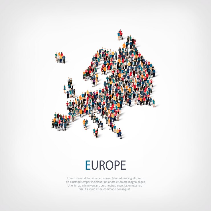 Ludzie na mapie kraju Europy