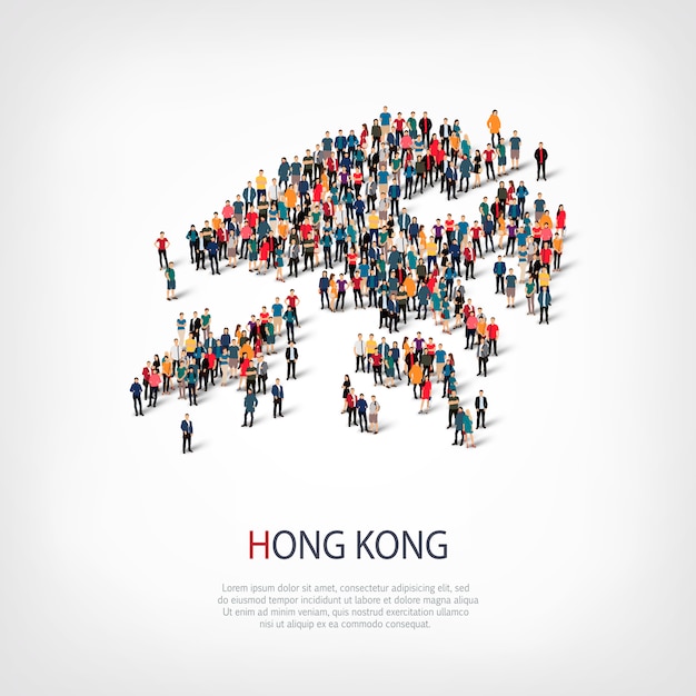 Ludzie Na Mapie Kraju Hongkong