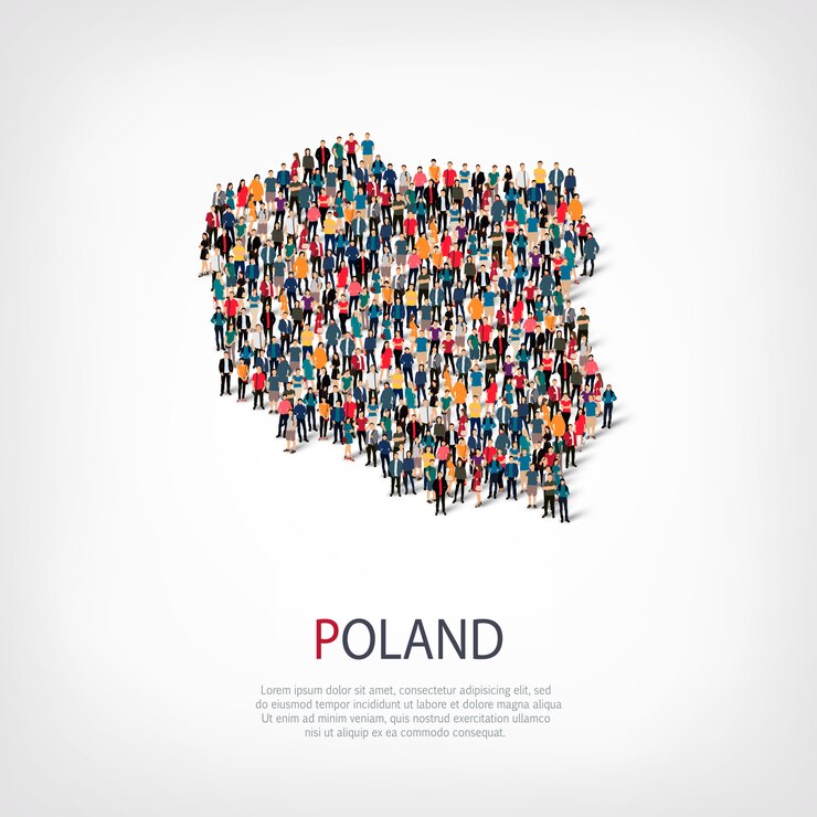 Ludzie na mapie kraju Polska