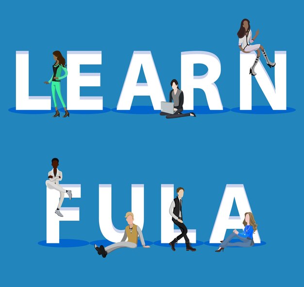 Ludzie w Learn Fula for Web Prezentacje aplikacji mobilnych