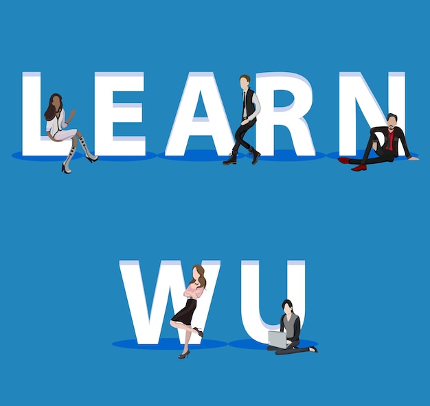 Ludzie w witrynie Learn Wu for Web Mobile App Prezentacje
