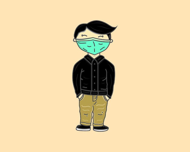 Ludzie z maską projektuje ilustrację