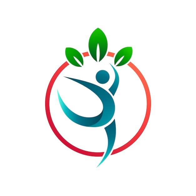Ludzie Zdrowi Z Liści Szablon Logo