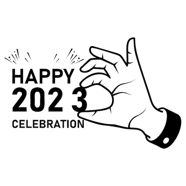 Ludzka Ręka Trzyma Koncepcja Cyfr 2023 Dwadzieścia Dwadzieścia Trzy Wektor Szczęśliwego Nowego Roku 2023 Hny życzenia